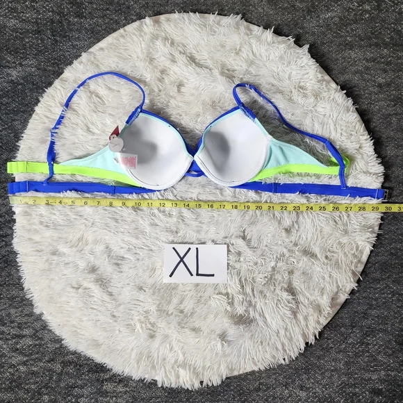 Green and Blue Colorblock Push-Up Cheeky Bikini Set - Picture 14 of 16